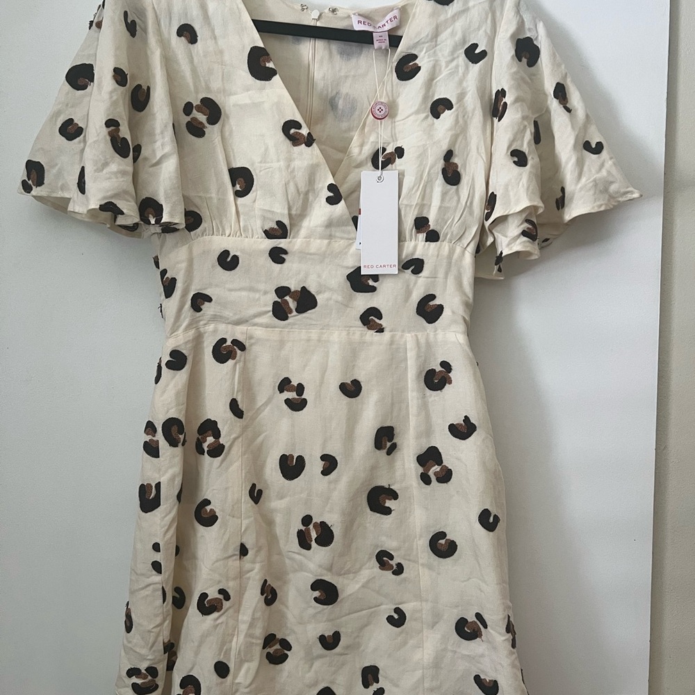 Red Carter Cream and Black Ruffled Puff Sleeve Mini Dress - Picture 7 of 8